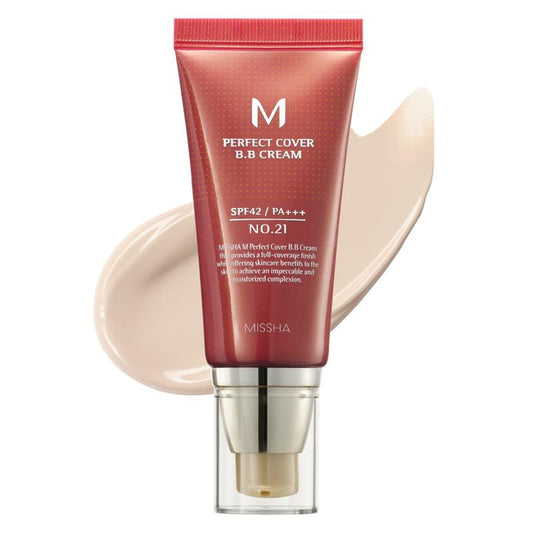 Perfect Cover BB Cream No.21Light Beige - Medium with Warm Undertone SPF 42 PA +++ / 1.69 Fl Oz - Tinted Moisturizer for face with SPF—XDX